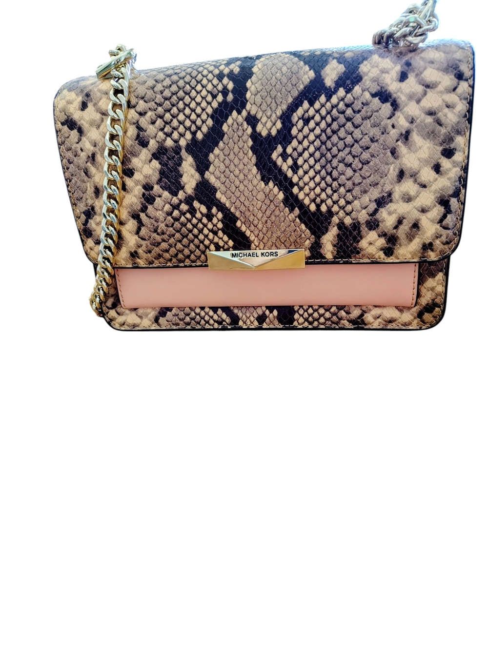 Michael Michael Kors Tan Python Embossed Envelope Bag - Picture 4 of 6